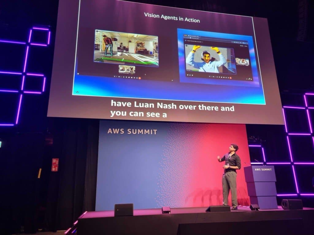 Deven Joshi presenting a live vision agent demo on stage